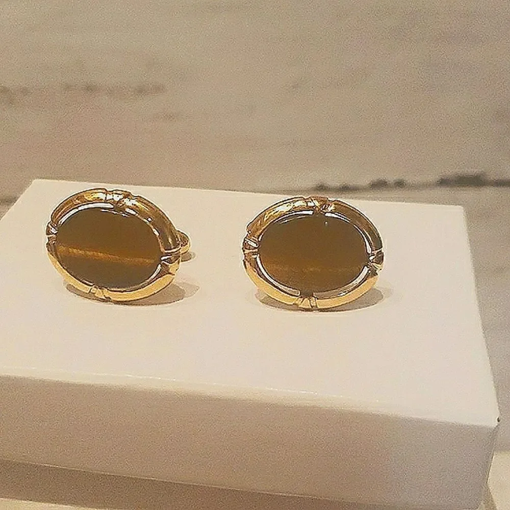 Vintage tiger's eye gemstone cufflinks